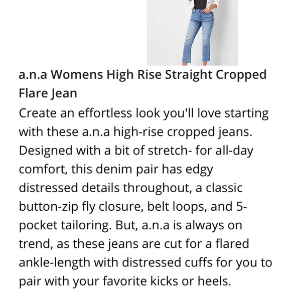 A.N.A. High Rise Cropped Flare Jeans in Medium Cosmic Blue Size 14 NWT - Picture 15 of 16